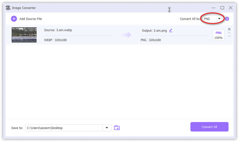 Convert WEBP to PNG on Arkthinker Video Converter Ultimate