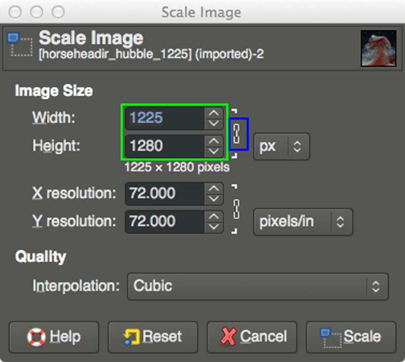 Scale Image in Gimp