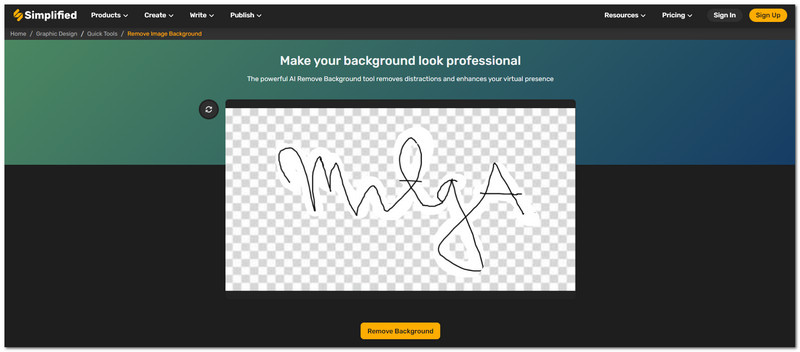 Simplified E-Signature Background Remover