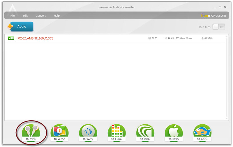 Add WAV in Freemake Video Converter
