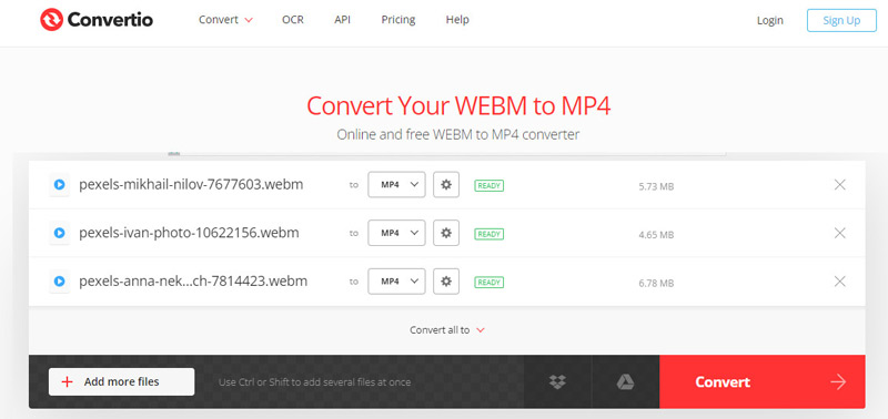 Convertio WebM to MP4 Converter
