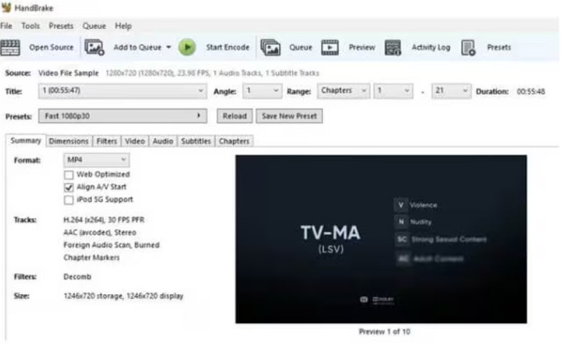 Handbrake WebM to MP4 Converter
