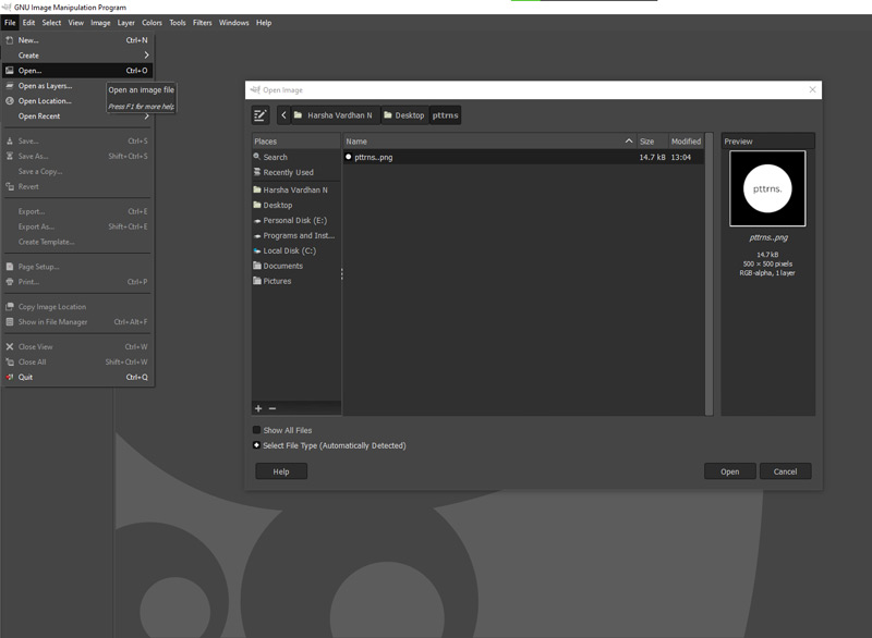 Open Image in Gimp