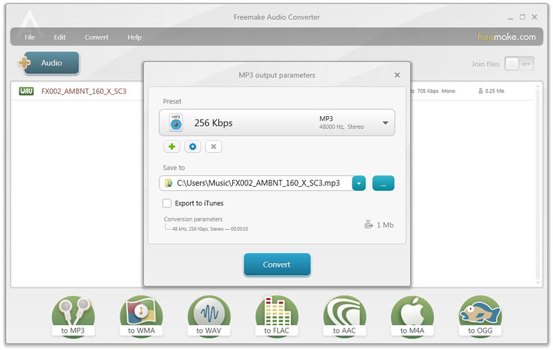 Select MP3 in Freemake Video Converter