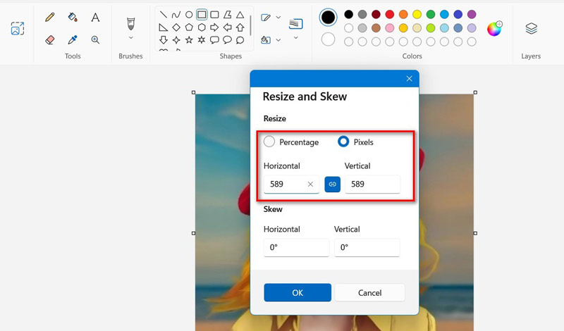 Resize Image on Windows Paint
