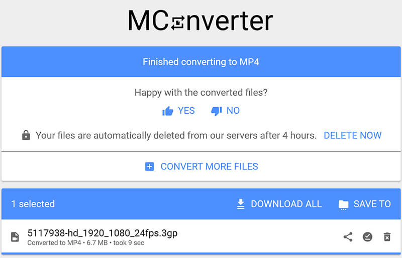 Convert 3GP to MP4 MConverter