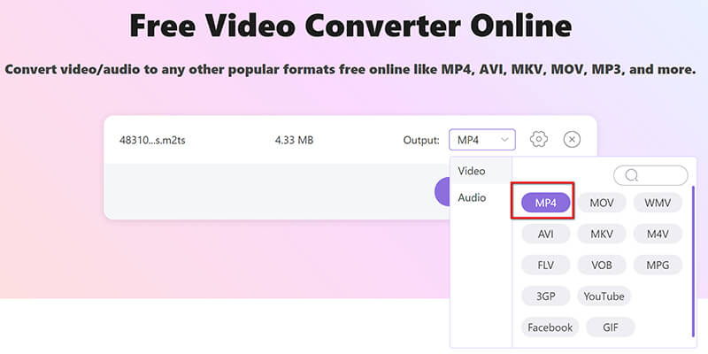 Select MP4 For M2TS