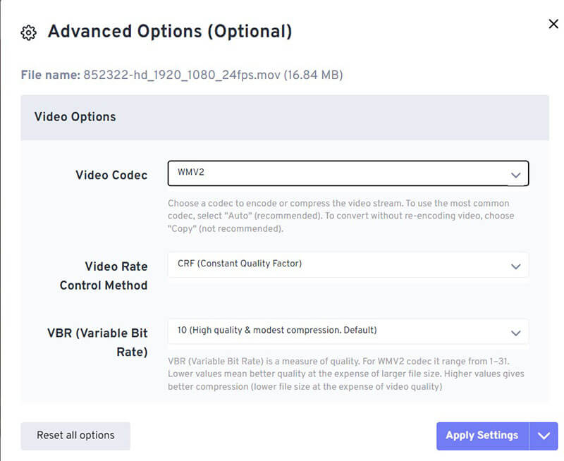 Advanced Settings Freeconvert