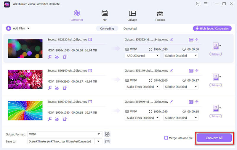 Convert Mov to Wmv in Arkthinker