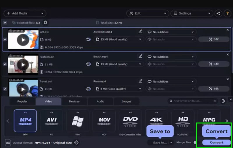 Convert Mp4 to Audio in Movavi