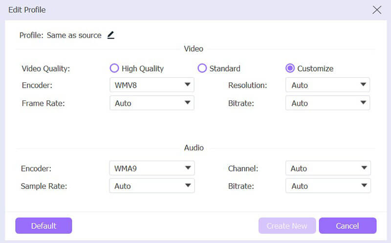 Customize Wmv Parameters
