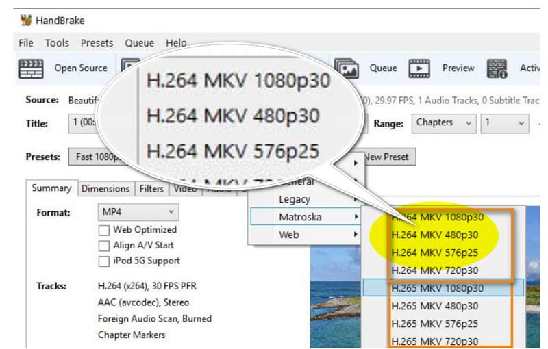 Handbrake H264 Codec