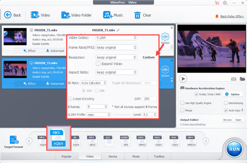 Select Mkv Videoproc Converter AI