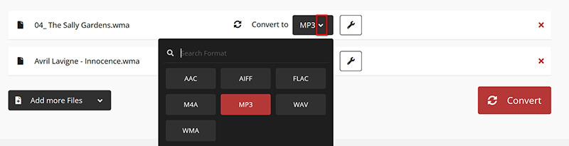 Select Mp3 Output Cloudconvert
