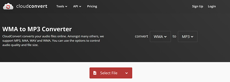 Select Wma File Cloudconvert