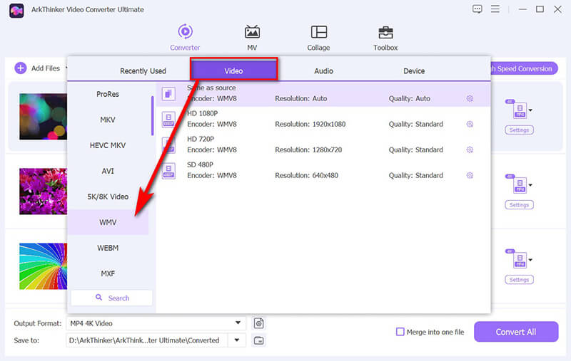 Select Wmv Output Format