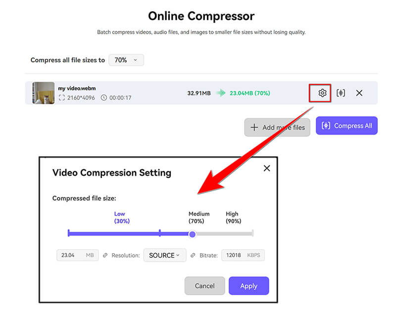 Adjust Webm Compression Media