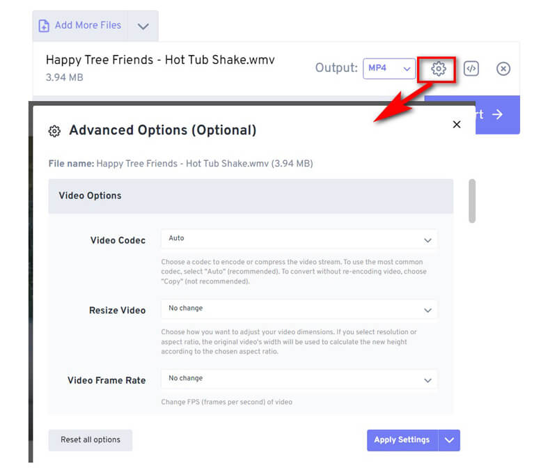 Advanced Settings Freeconvert