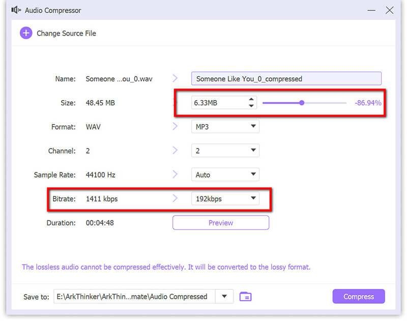 Compress Wav in Arkthinker