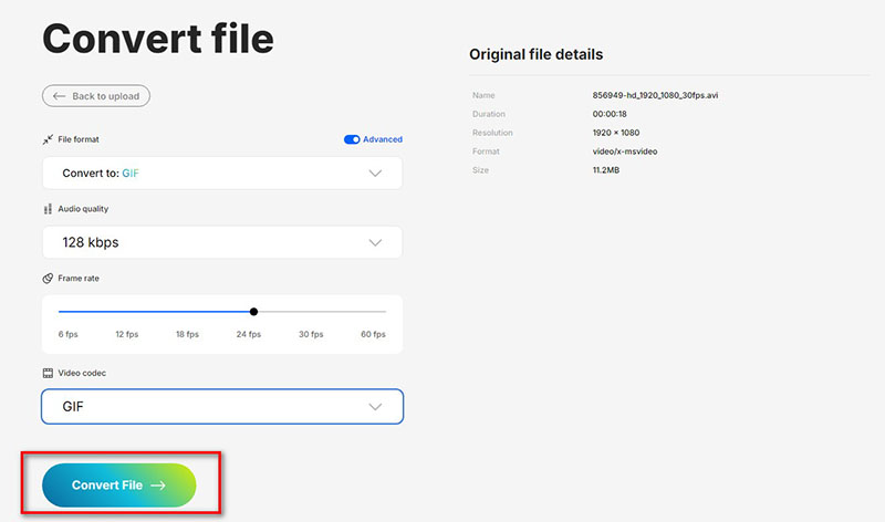 Convert Avi to Gif Invideo