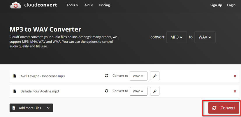 Convert MP3 to WAV In Cloudconvert