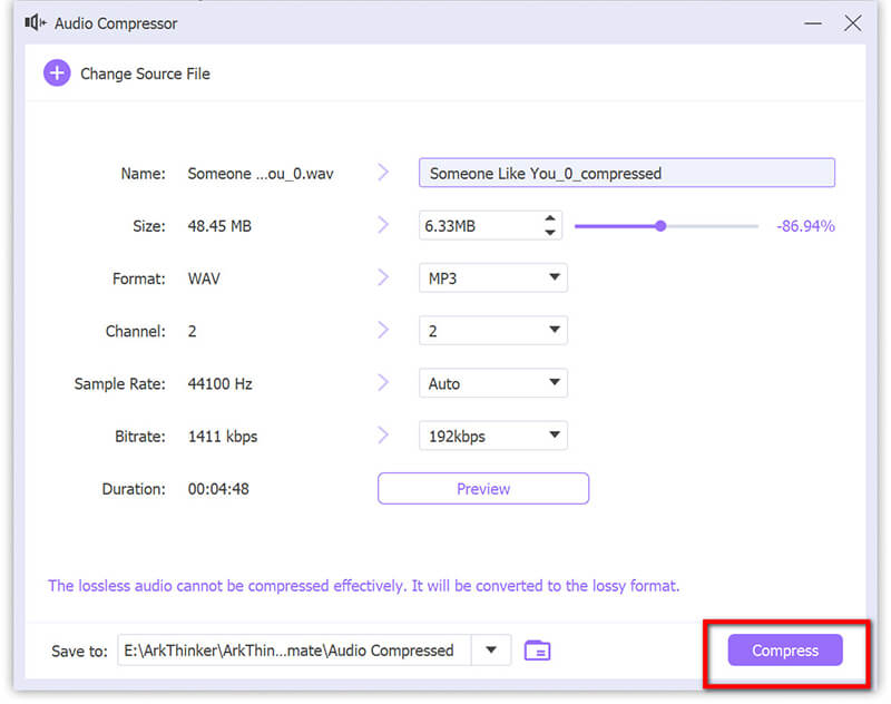 Start Compress M4a