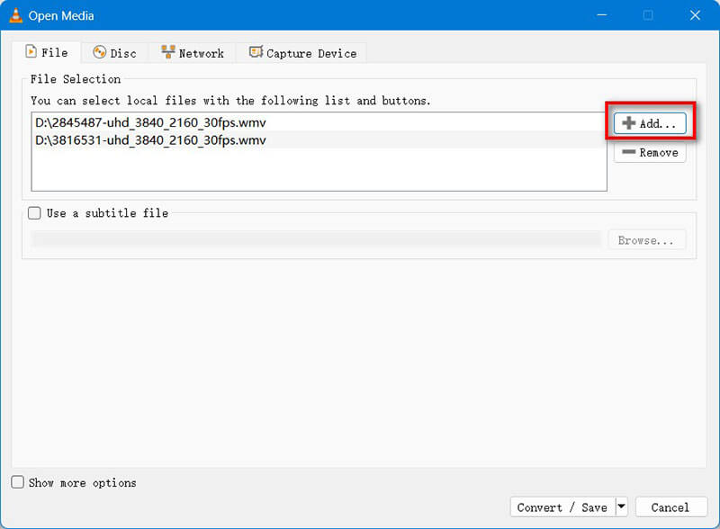 VLC Add WMV