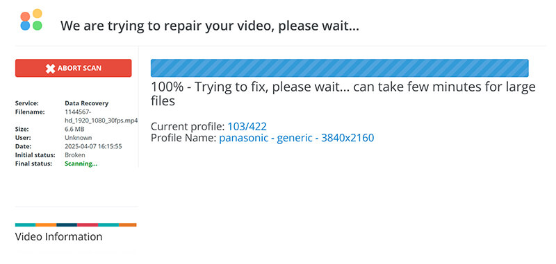 Analyze Broken MP4 in Fixvideo