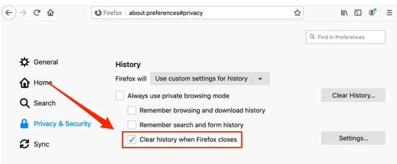 Clear Firefox Cache