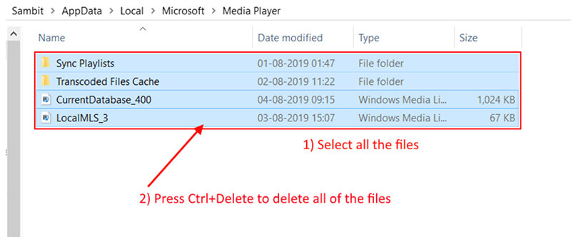 Delete WMP Library