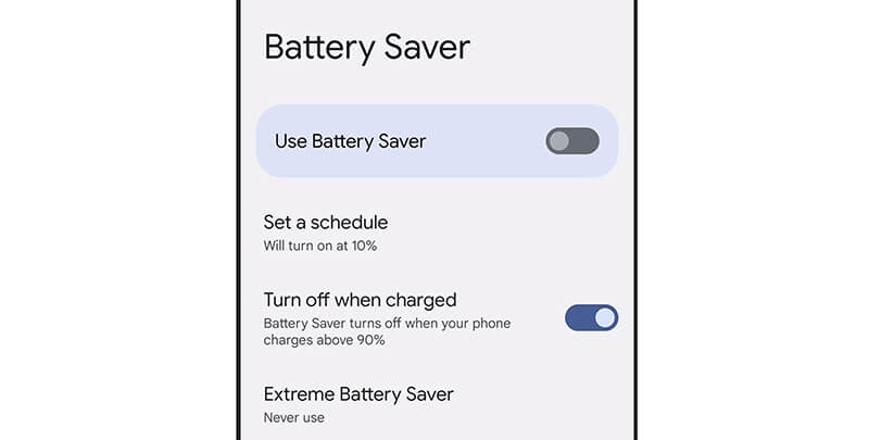 Disable Battery Saving Mode