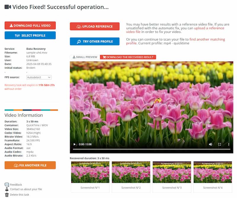 Download Fixed MOV in Fixvideo