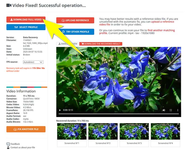 Download Fixed MP4 in Fixvideo