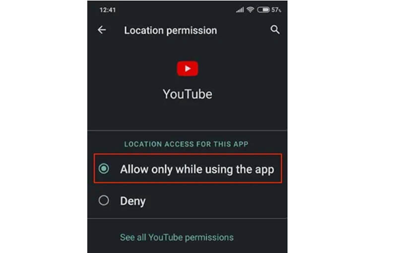 Enable Youtube TV Location Permission