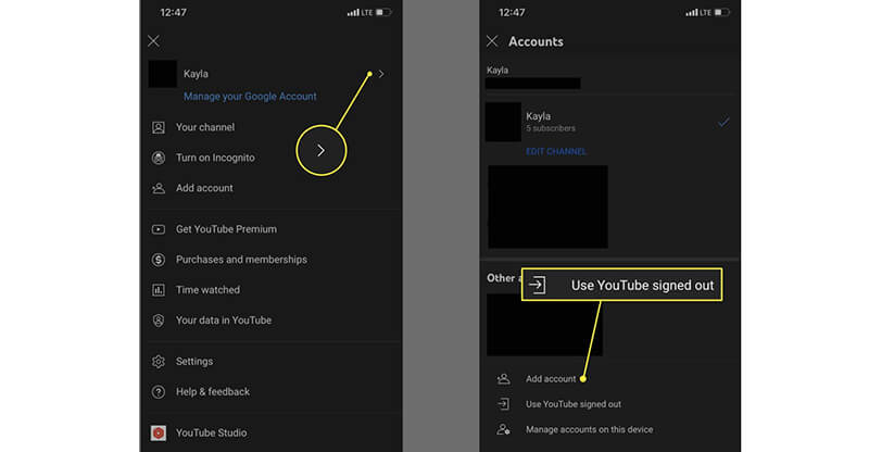Log Out Youtube TV