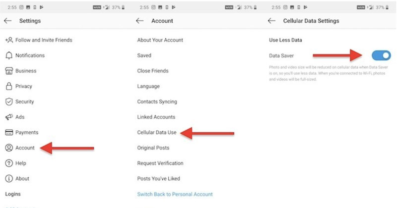 Turn off Instagram Data Saver