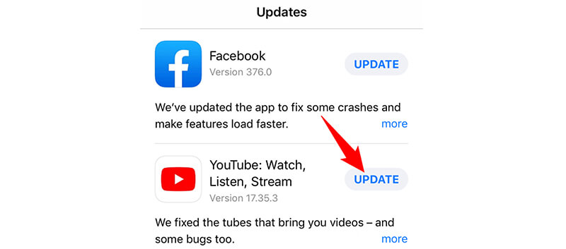 Update Youtube App