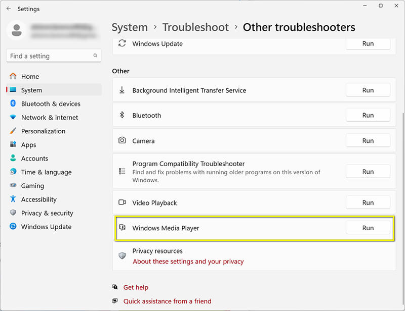 WMP Troubleshooter