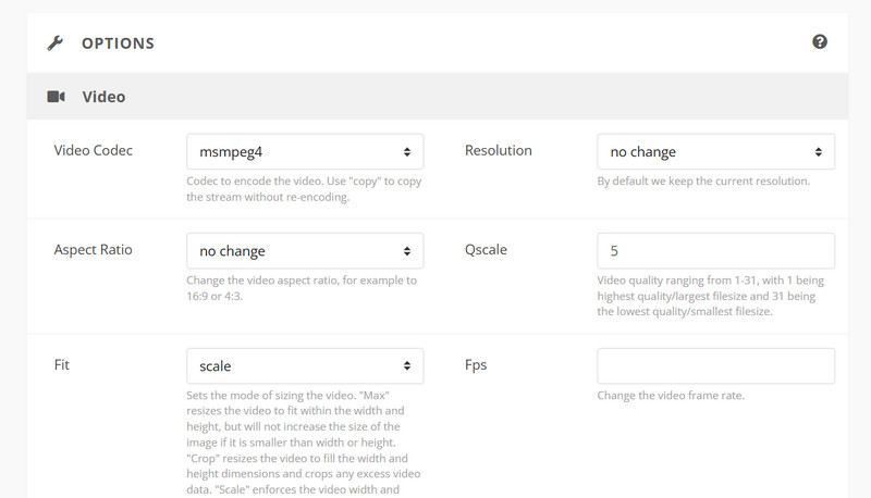 Cloudconvert Options