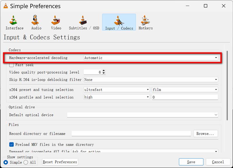 Enable Hardware Acceleration In VLC