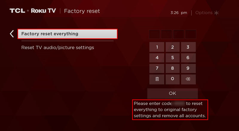 Factory Reset Roku TV