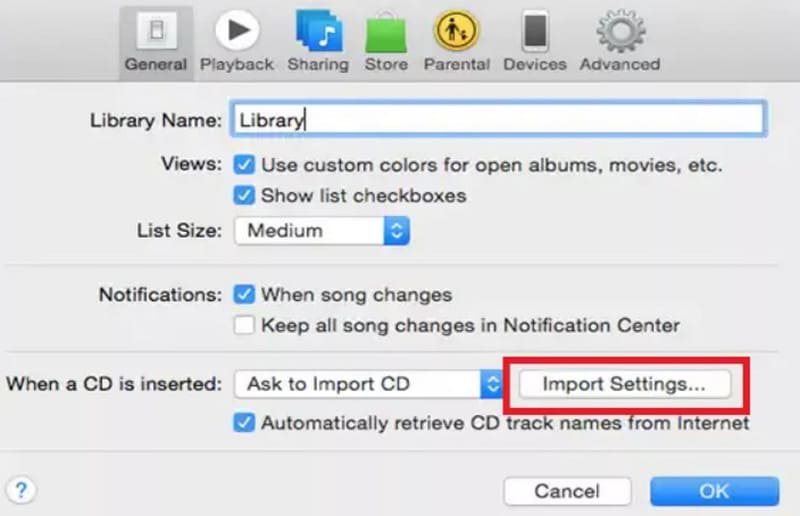 Import Settings