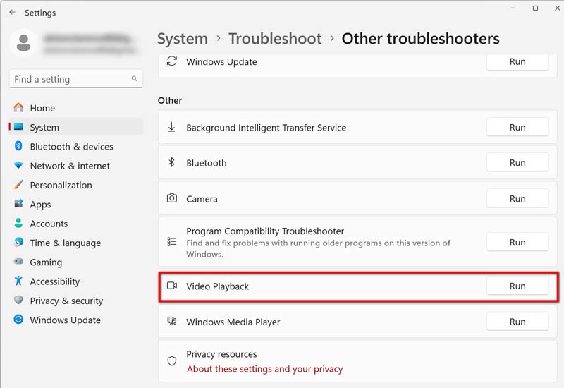 Run Windows Troubleshooter
