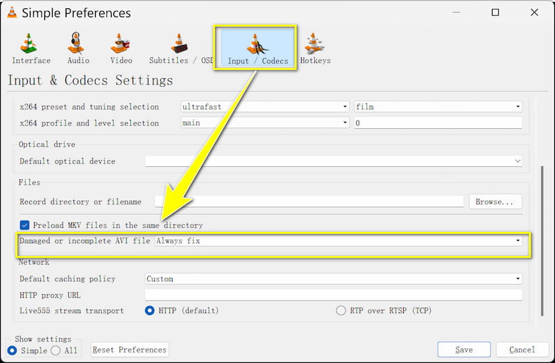 VLC Fix AVI File