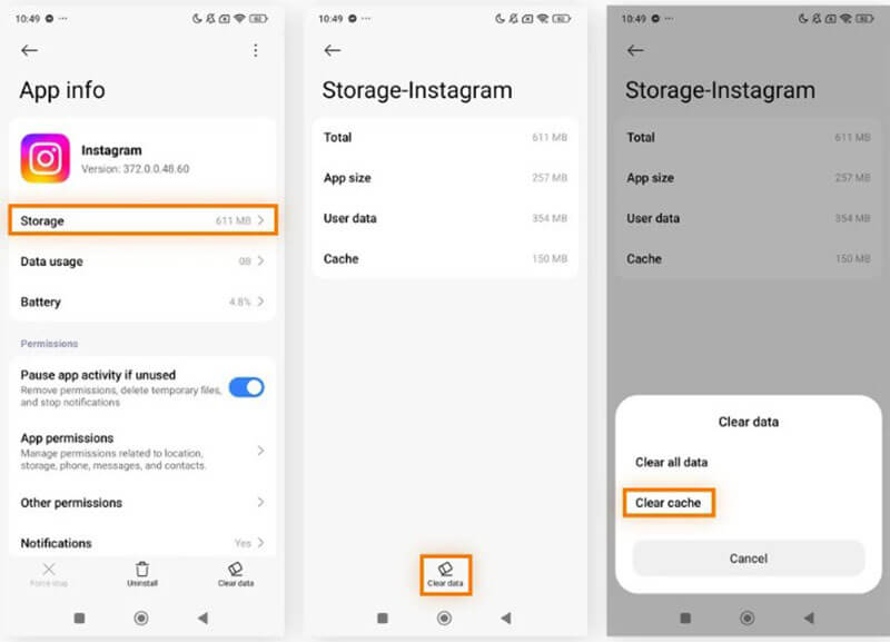 Clear Instagram Cache Android