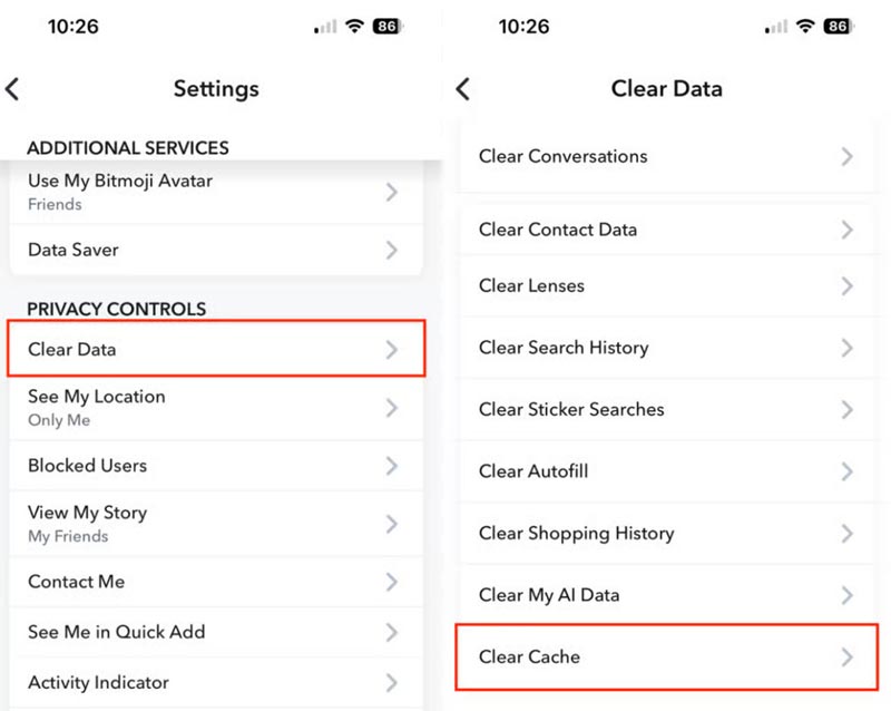 Clear Snapchat Cache