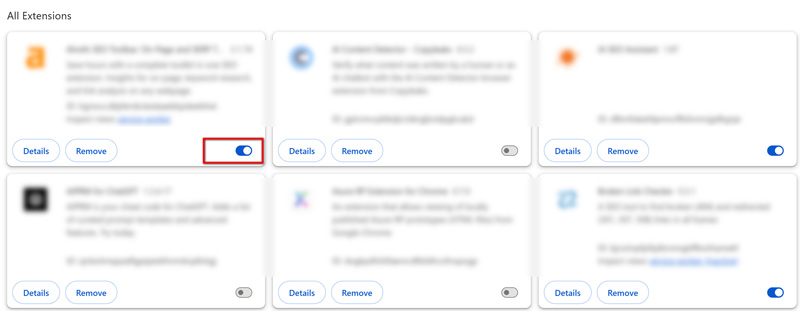 Disable Chrome Extensions